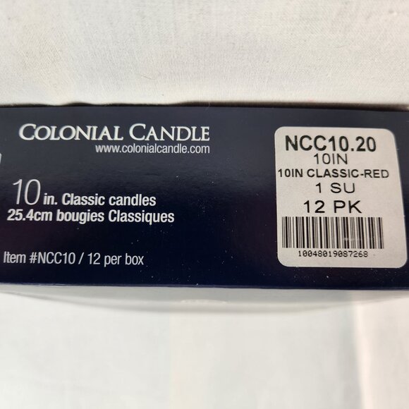 Colonial Candle, Christmas Red 10" Classic Candles, Unscented, Box of 12 NEW - Picture 6 of 7